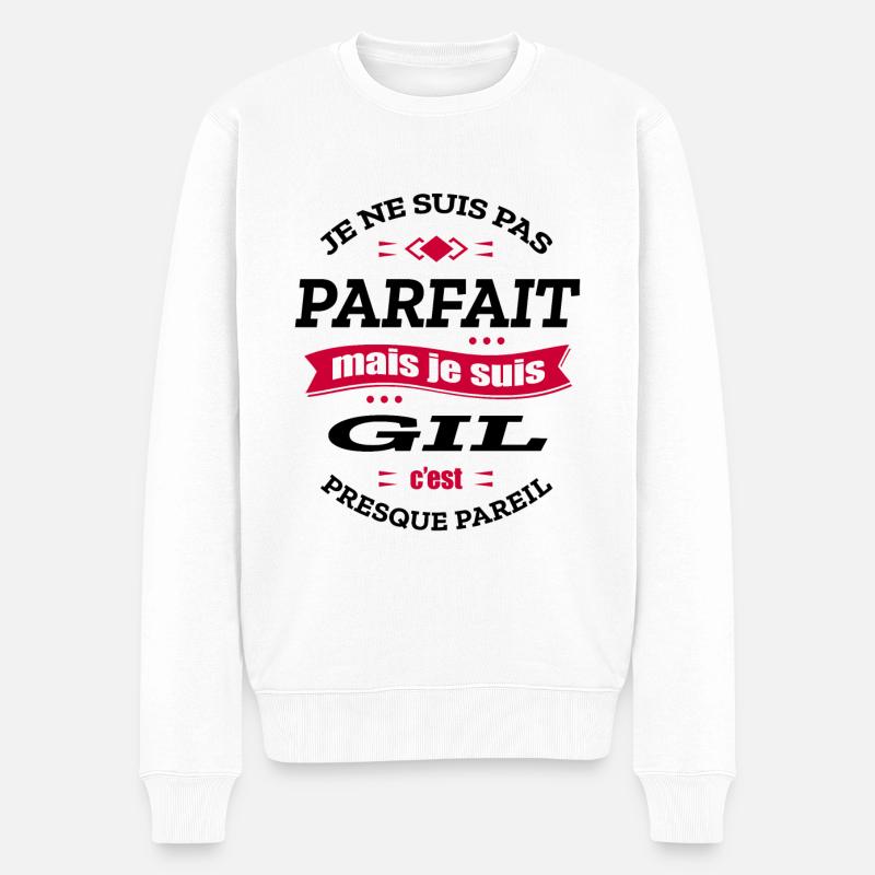 GIL PARFAIT - PRENOM GIL - Pull Premium bio Homme - blanc