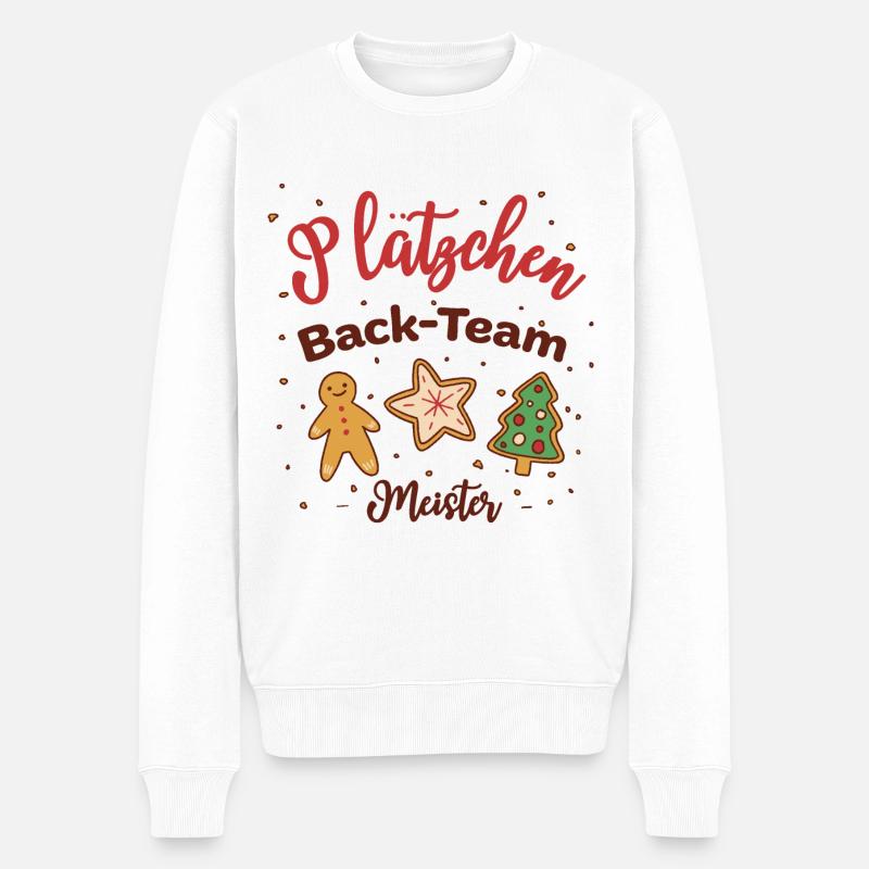 Plätzchen Weihnachtsbäckerei Kekse Weihnachten - Männer Premium Bio Pullover - Weiß