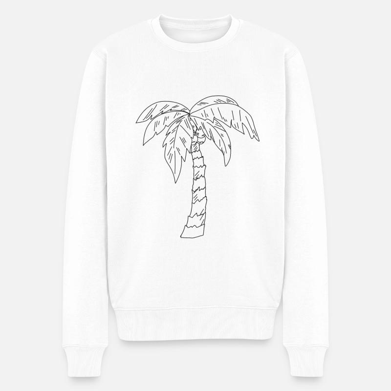 palme zeichnung - Männer Premium Bio Pullover - Weiß