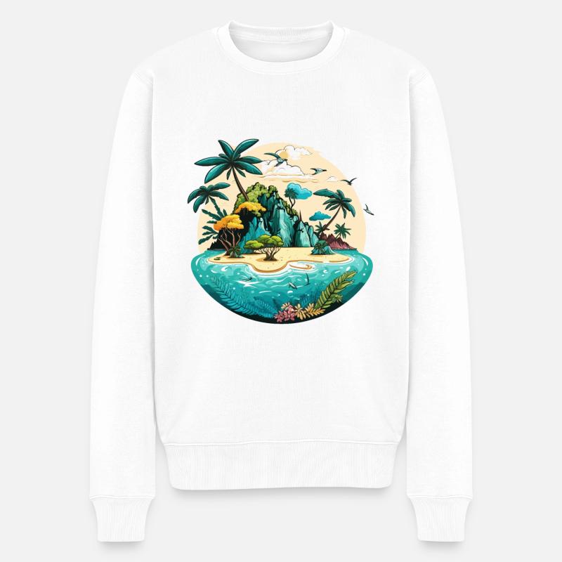 Der Insel-Hopper - Männer Premium Bio Pullover - Weiß