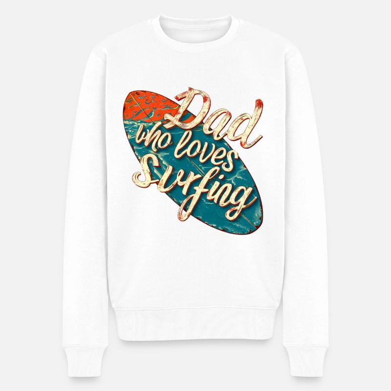 Papa qui aime le surf - Pull Premium bio Homme - blanc