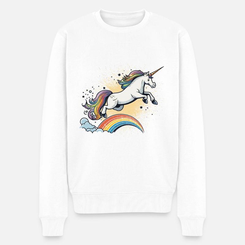 Cavalier arc-en-ciel - Pull Premium bio Homme - blanc