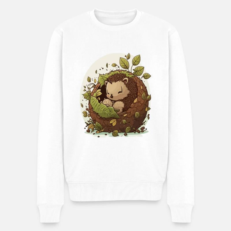 Kuscheliger Igel - Männer Premium Bio Pullover - Weiß