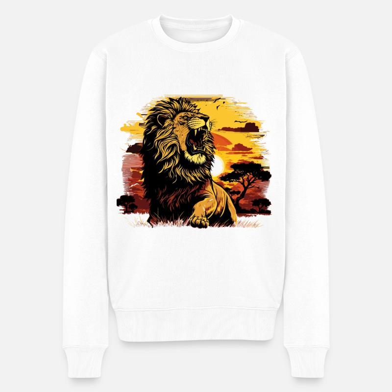 Majestätischer Löwe - Männer Premium Bio Pullover - Weiß