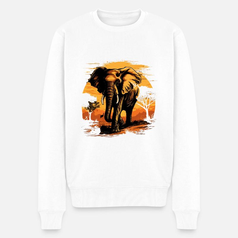 Éléphant majestueux - Pull Premium bio Homme - blanc