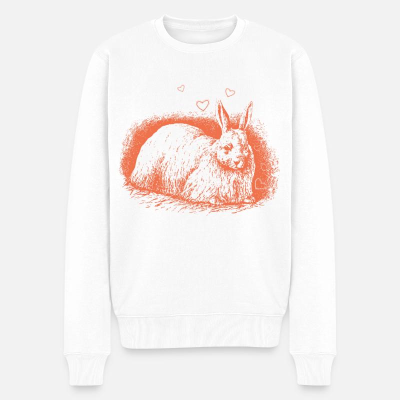 Retro Bunny with Hearts Easter Bunny - Men's Premium Organic Jumper - white