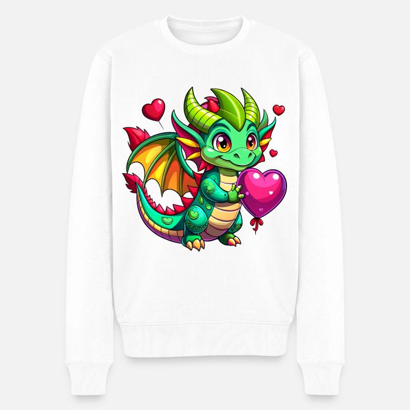 Farbenfroher Drache - Männer Premium Bio Pullover - Weiß