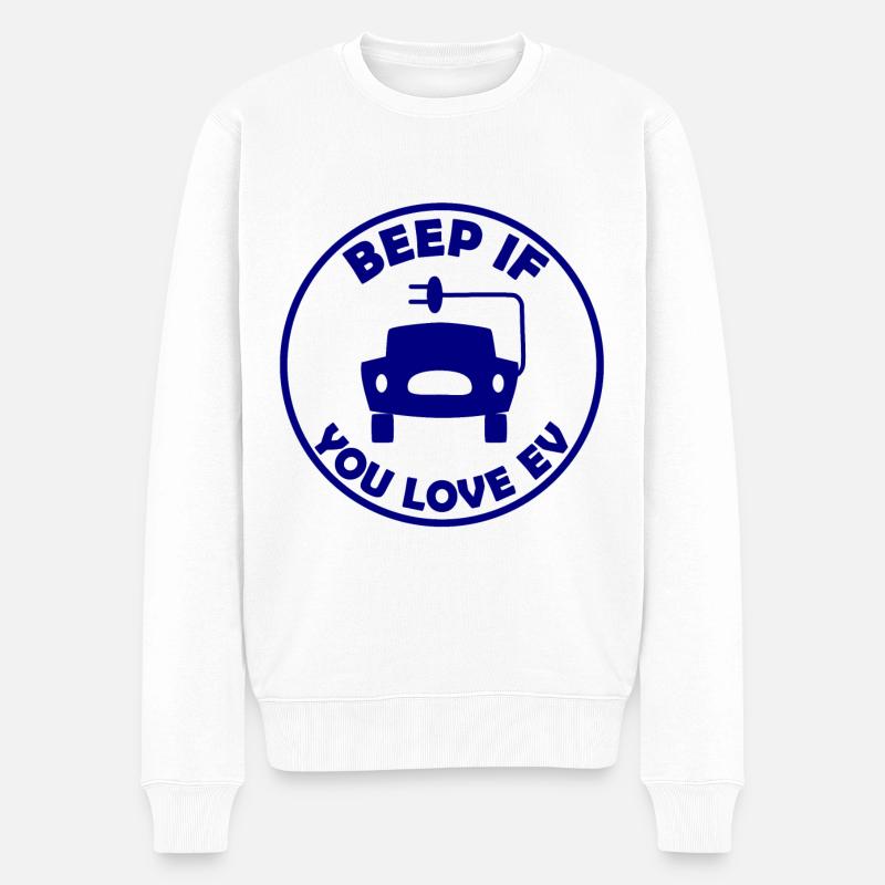 Elektrisch Auto fahren - Männer Premium Bio Pullover - Weiß