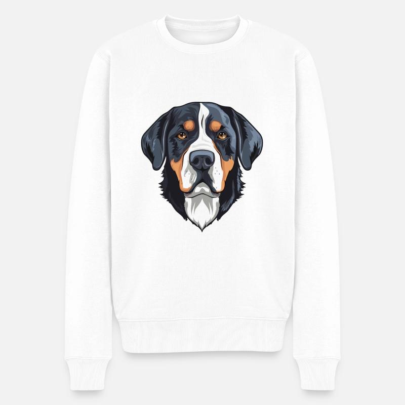 Große Schweizer Sennenhundrasse Aquarell Cartoo - Männer Premium Bio Pullover - Weiß