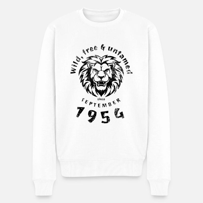 70. Geburtstag Wild, free & untamed since 09/1954 - Männer Premium Bio Pullover - Weiß