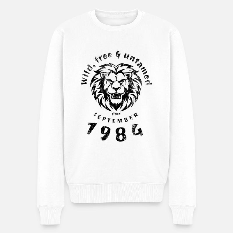 40. Geburtstag Wild, free & untamed since 09/1984 - Männer Premium Bio Pullover - Weiß