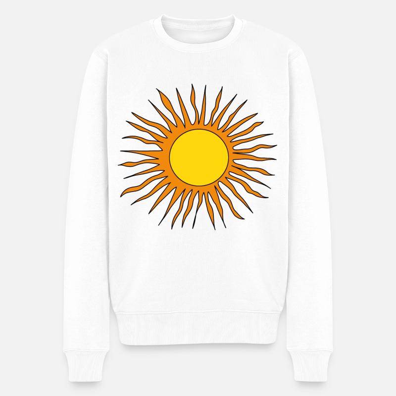 Retro Sonne - Männer Premium Bio Pullover - Weiß