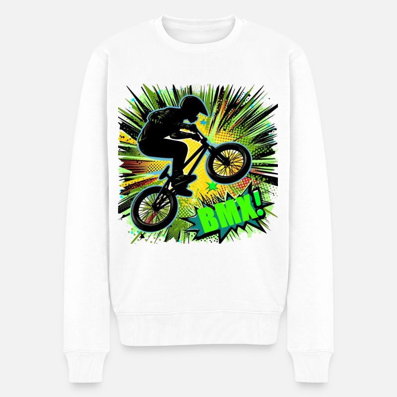 BMX Rad - Männer Premium Bio Pullover - Weiß