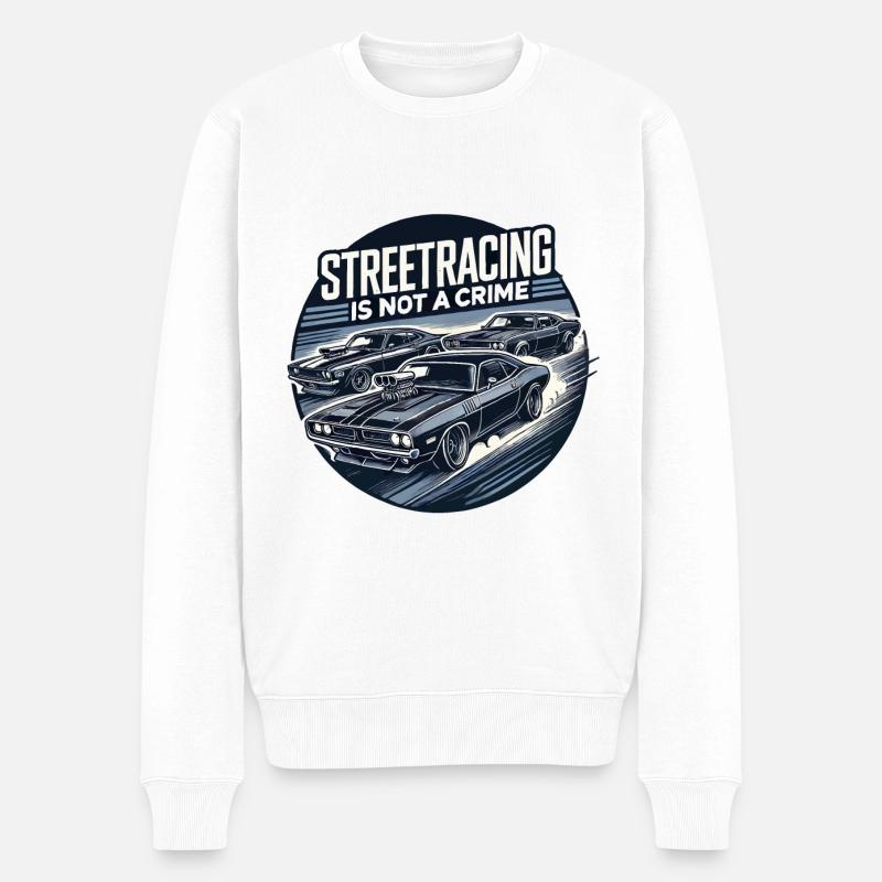 Straßenrennen sind kein Verbrechen - Männer Premium Bio Pullover - Weiß