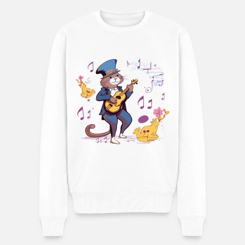 Jazzy Otter - Männer Premium Bio Pullover - Weiß