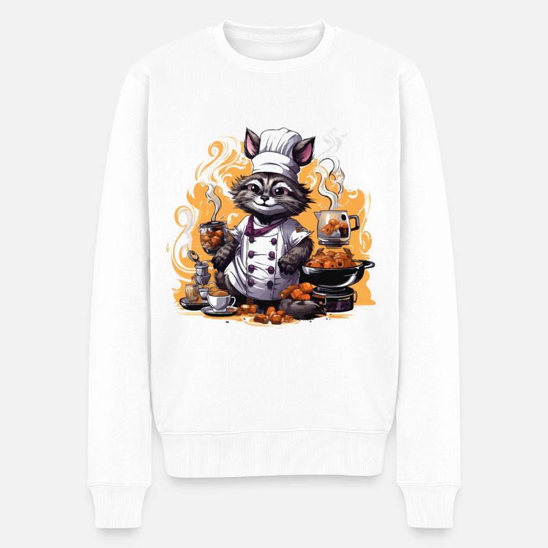 Der Koffein-Kochkünstler - Männer Premium Bio Pullover - Weiß