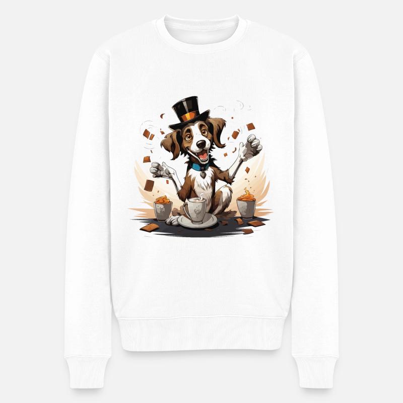 Der Koffein-Magier - Männer Premium Bio Pullover - Weiß
