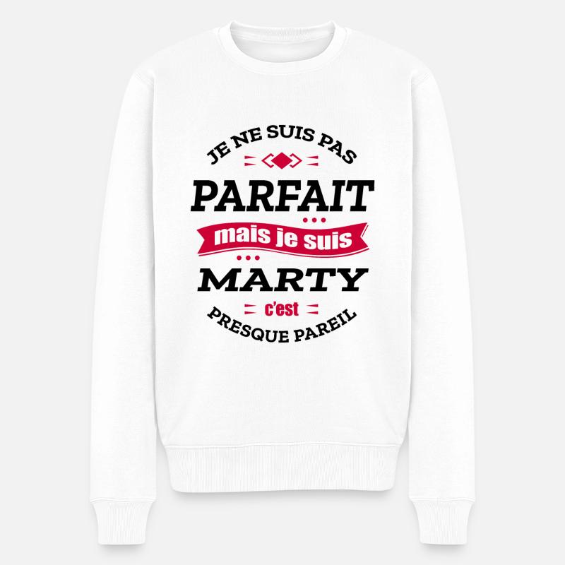 MARTY PARFAIT - PRENOM MARTY - Pull Premium bio Homme - blanc