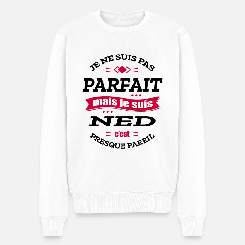 NED PARFAIT - PRENOM NED - Pull Premium bio Homme - blanc