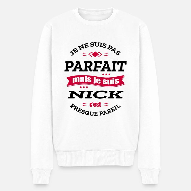 NICK PARFAIT - PRENOM NICK - Pull Premium bio Homme - blanc
