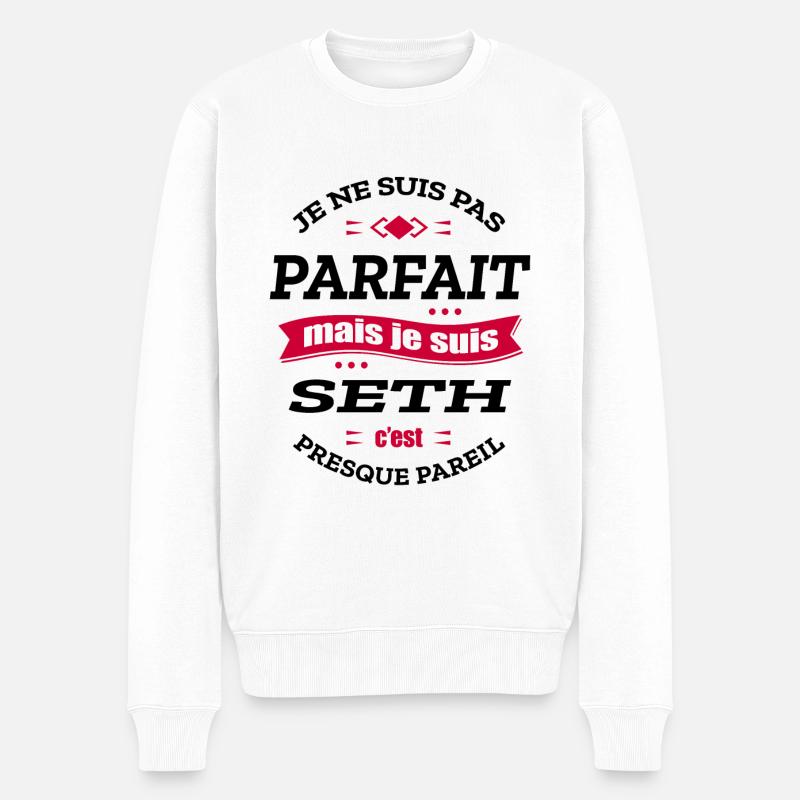 SETH PARFAIT - PRENOM SETH - Pull Premium bio Homme - blanc