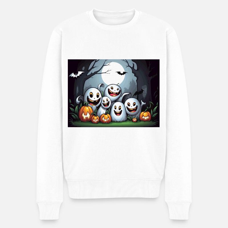 Das verzauberte Halloween-Treffen - Männer Premium Bio Pullover - Weiß
