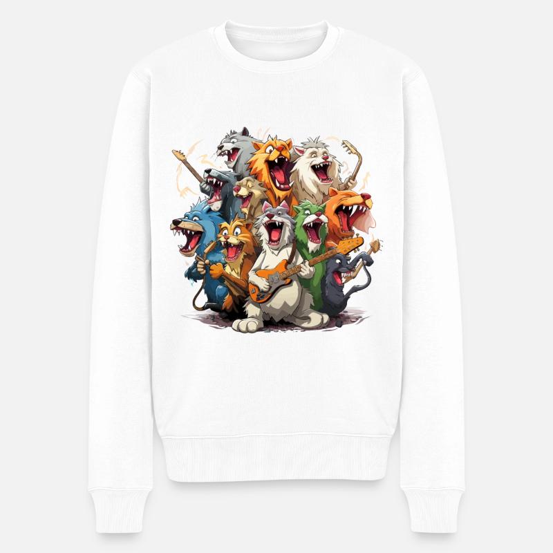 Die Tontauben-Tierband - Männer Premium Bio Pullover - Weiß
