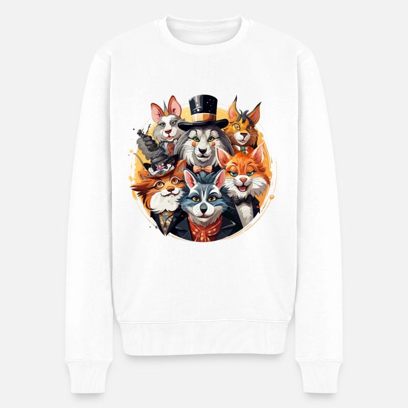 Der Tiermaskerade-Wahnsinn - Männer Premium Bio Pullover - Weiß