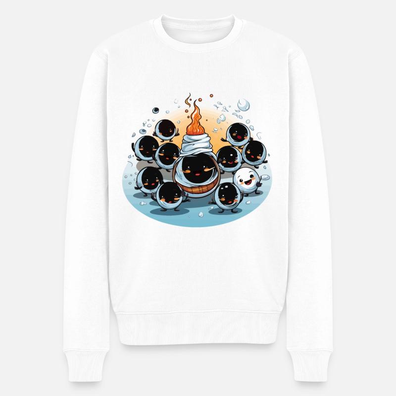 Die lustige Schneemann-Brigade - Männer Premium Bio Pullover - Weiß