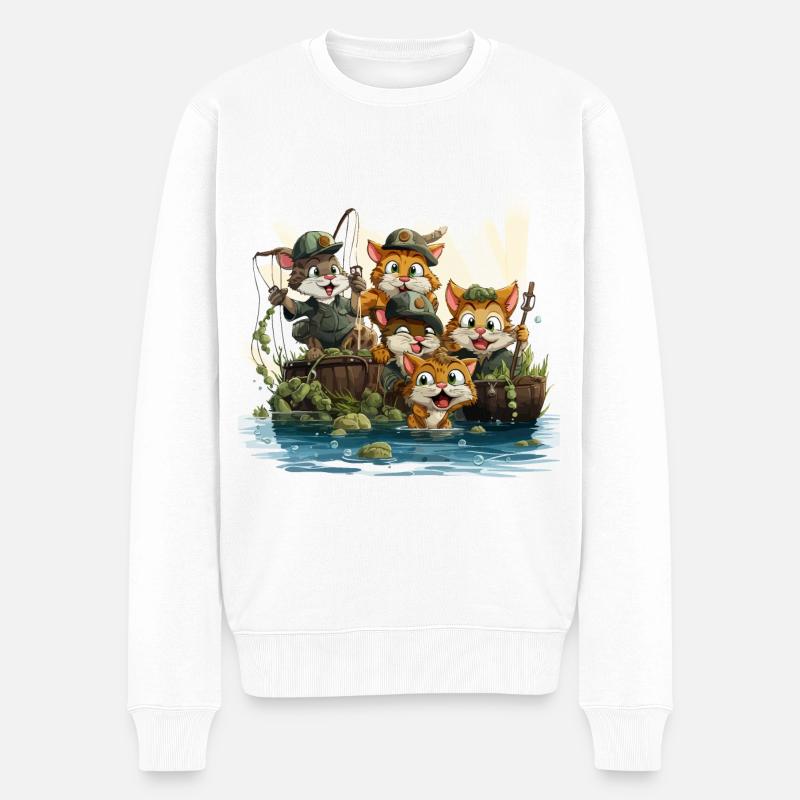 Die skurrile Angelexpedition - Männer Premium Bio Pullover - Weiß
