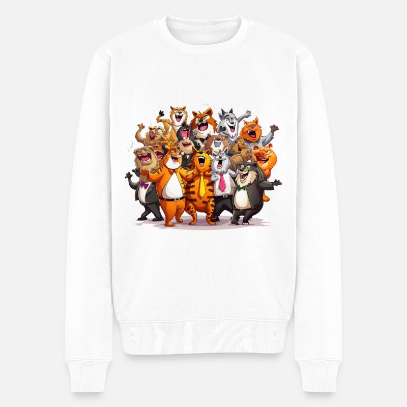 Die Groovy Zoo Crew - Männer Premium Bio Pullover - Weiß