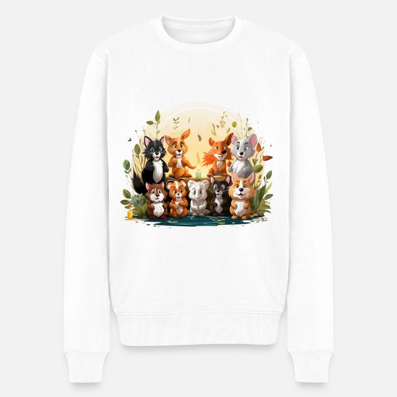 Die skurrilen Zauberer - Männer Premium Bio Pullover - Weiß