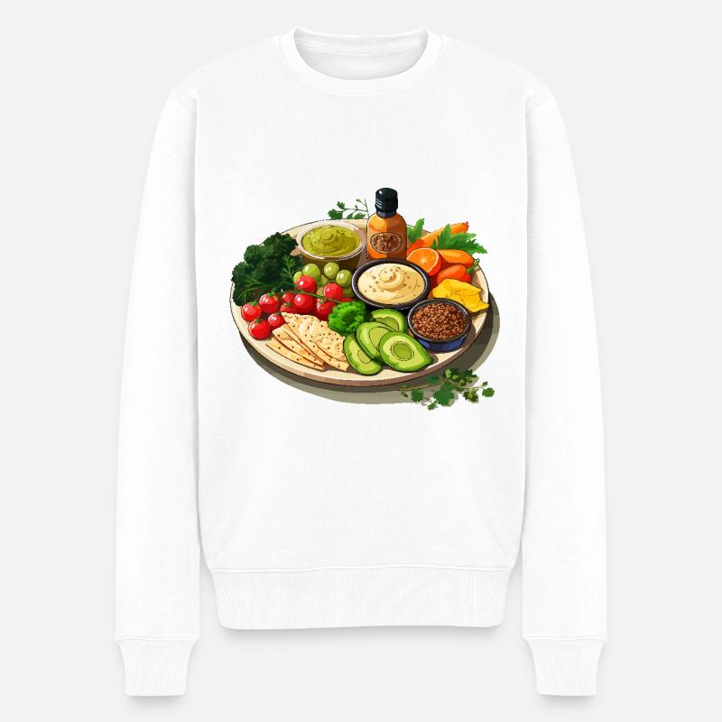 Lebendige Platte - Männer Premium Bio Pullover - Weiß
