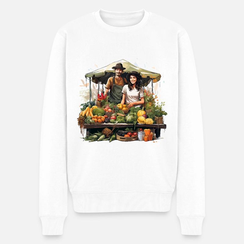 Mosaïque du Marché - Pull Premium bio Homme - blanc