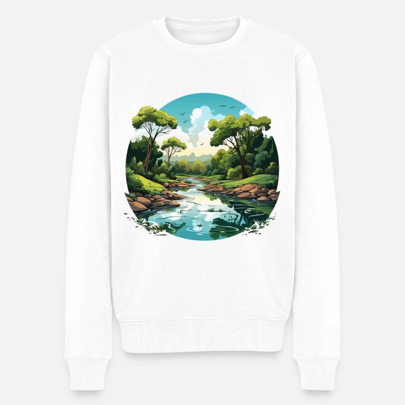Rhythmen des Flusses - Männer Premium Bio Pullover - Weiß