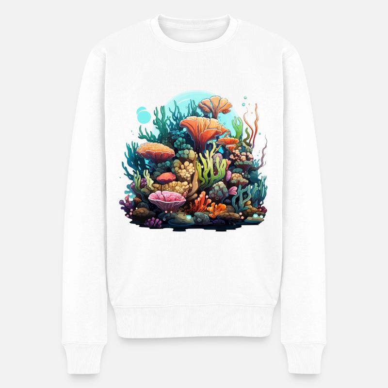 Tropischer Wandteppich - Männer Premium Bio Pullover - Weiß