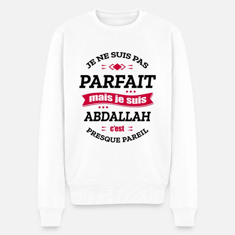 ABDALLAH PARFAIT - PRENOM ABDALLAH - Pull Premium bio Homme - blanc