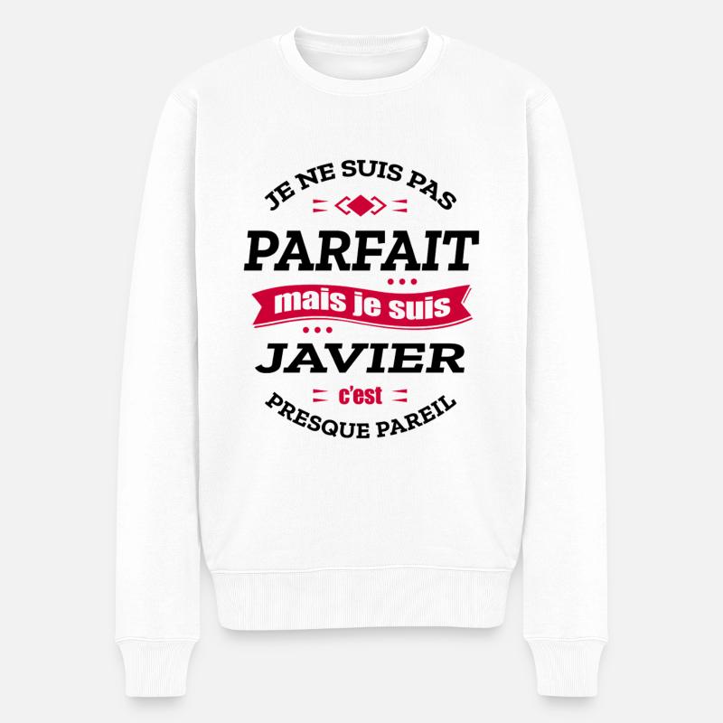 JAVIER PARFAIT - PRENOM JAVIER - Pull Premium bio Homme - blanc