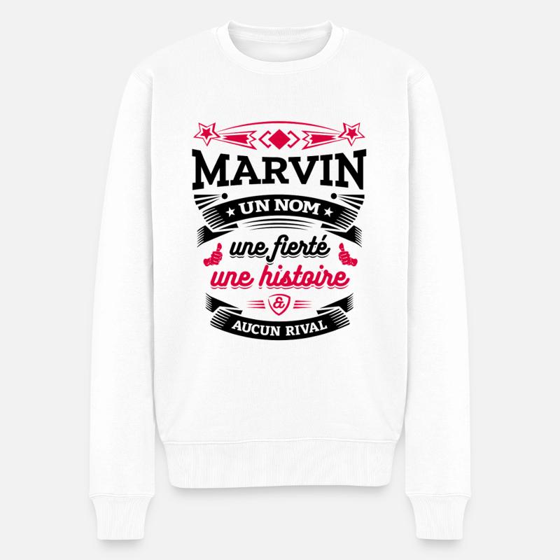 MARVIN PARFAIT - PRENOM MARVIN - Pull Premium bio Homme - blanc