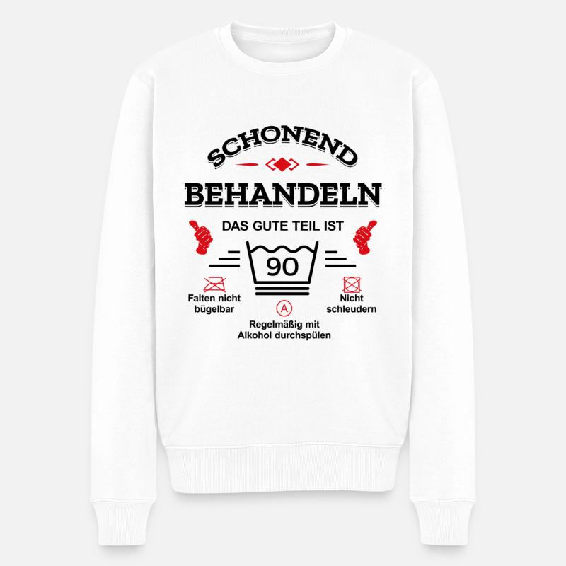 HANDLE MIT SORGFALT – 90 JAHRE PERFEKTION - Männer Premium Bio Pullover - Weiß