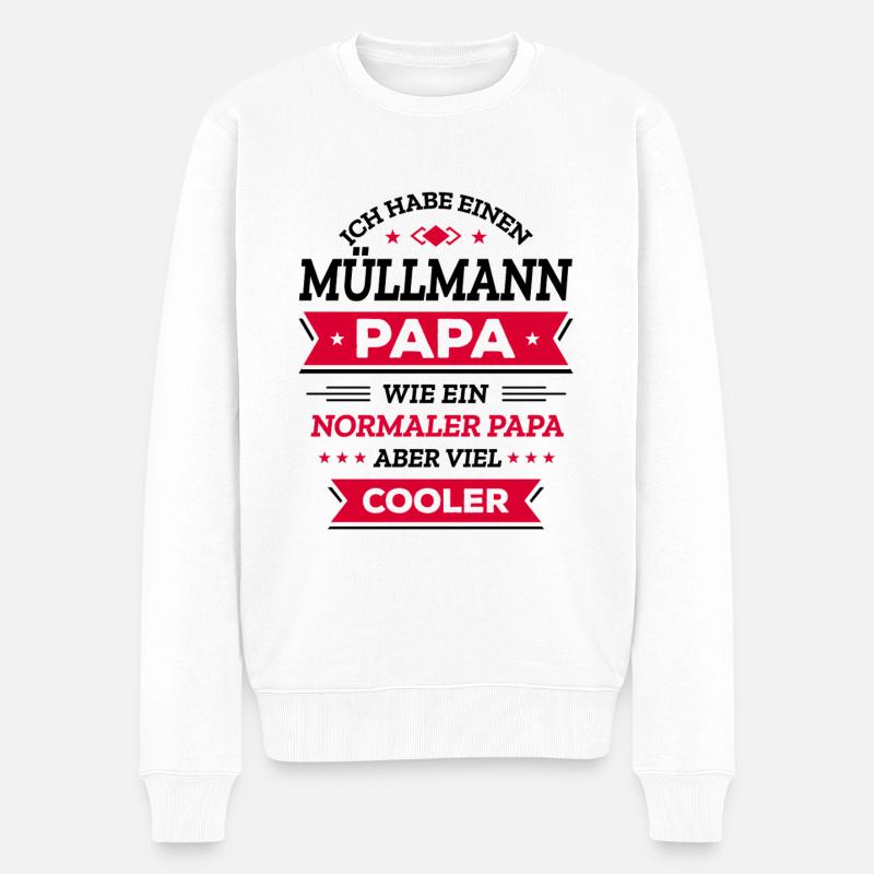 MÜLLMANN PAPA: GEBURTSTAG WEIHNACHTEN VATERTAG - Männer Premium Bio Pullover - Weiß