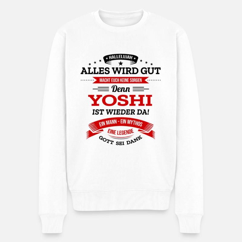 ALLES WIRD GUT, DIE LEGENDE YOSHI IST DA - Männer Premium Bio Pullover - Weiß