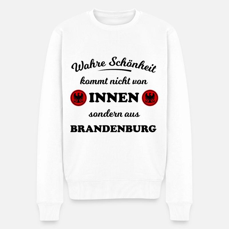 Die Schönheit aus Brandenburg - Männer Premium Bio Pullover - Weiß