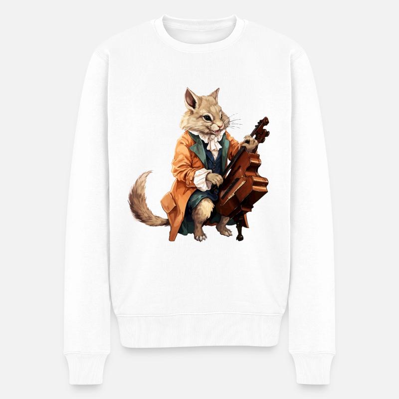 Der musikalische Eichhörnchen-Virtuose - Männer Premium Bio Pullover - Weiß