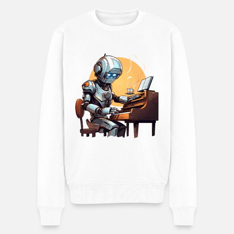 Le pianiste robotique - Pull Premium bio Homme - blanc
