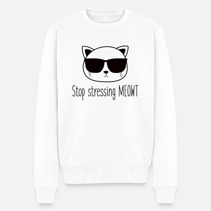 Chat cool - Pull Premium bio Homme - blanc
