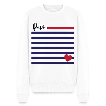 t-shirt marinière grand-père. - Pull Premium bio Homme - blanc - Devant - Thijin (182cm)