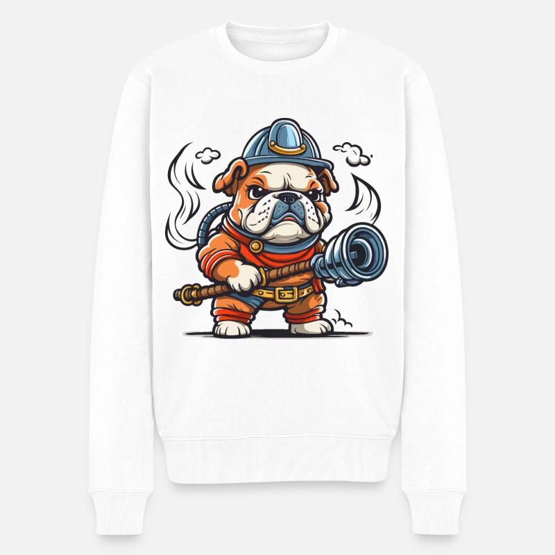 Bulldoggen-Brigade - Männer Premium Bio Pullover - Weiß