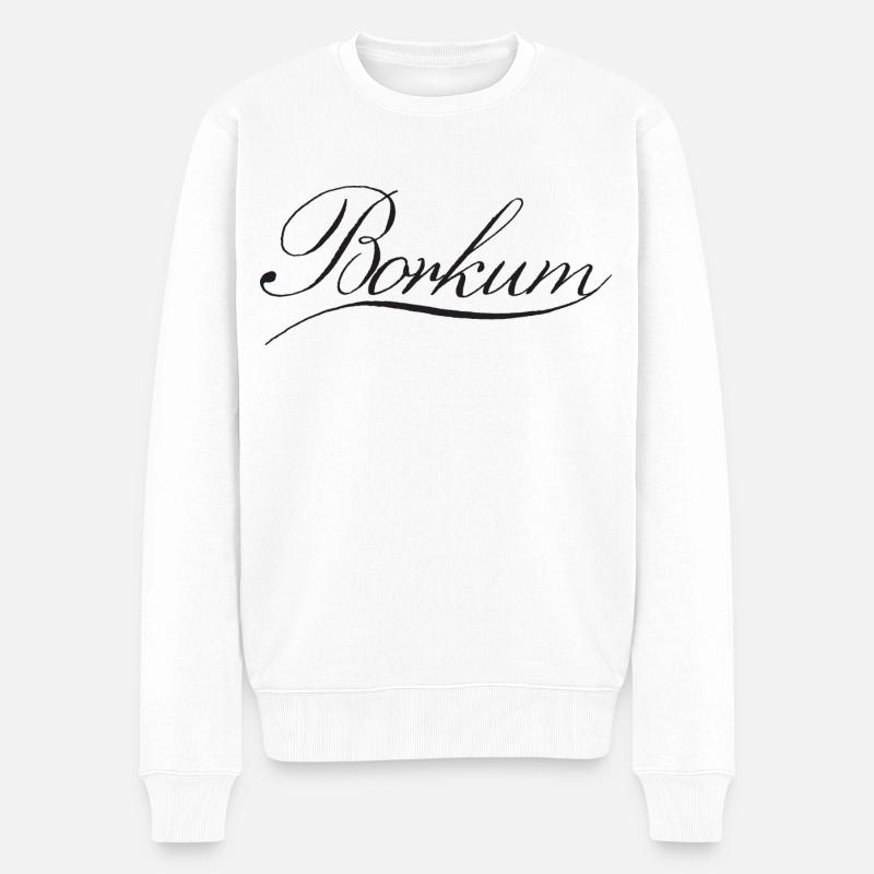 Lettrage Borkum - Pull Premium bio Homme - blanc