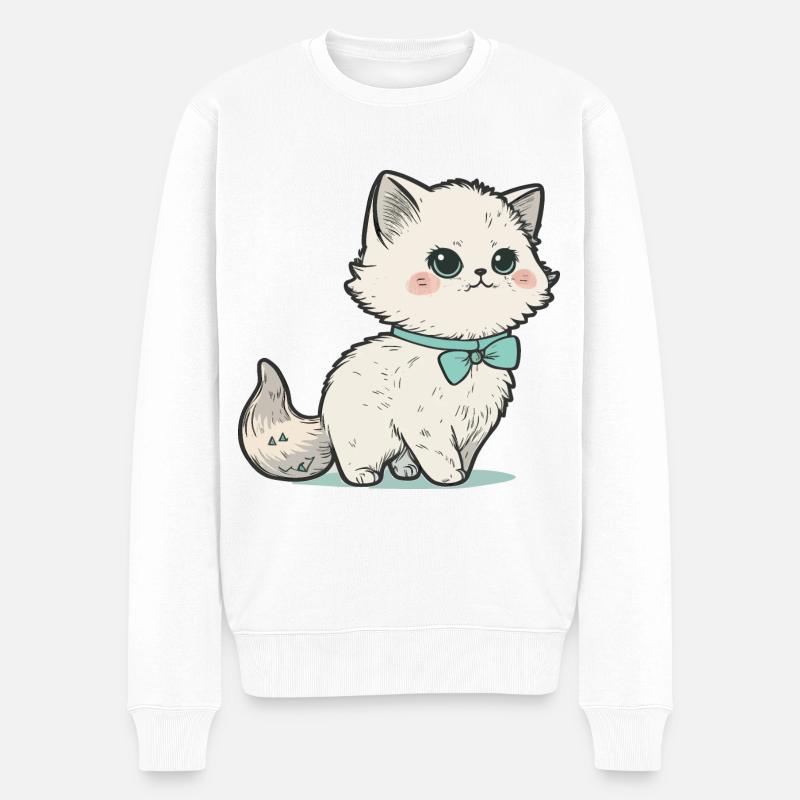 Le chaton pimpant - Pull Premium bio Homme - blanc